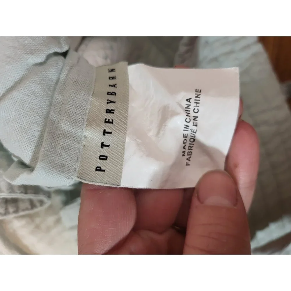 Pottery Barn pillowcase 1 Sham standard Light Green ties‎ cotton modern quilted